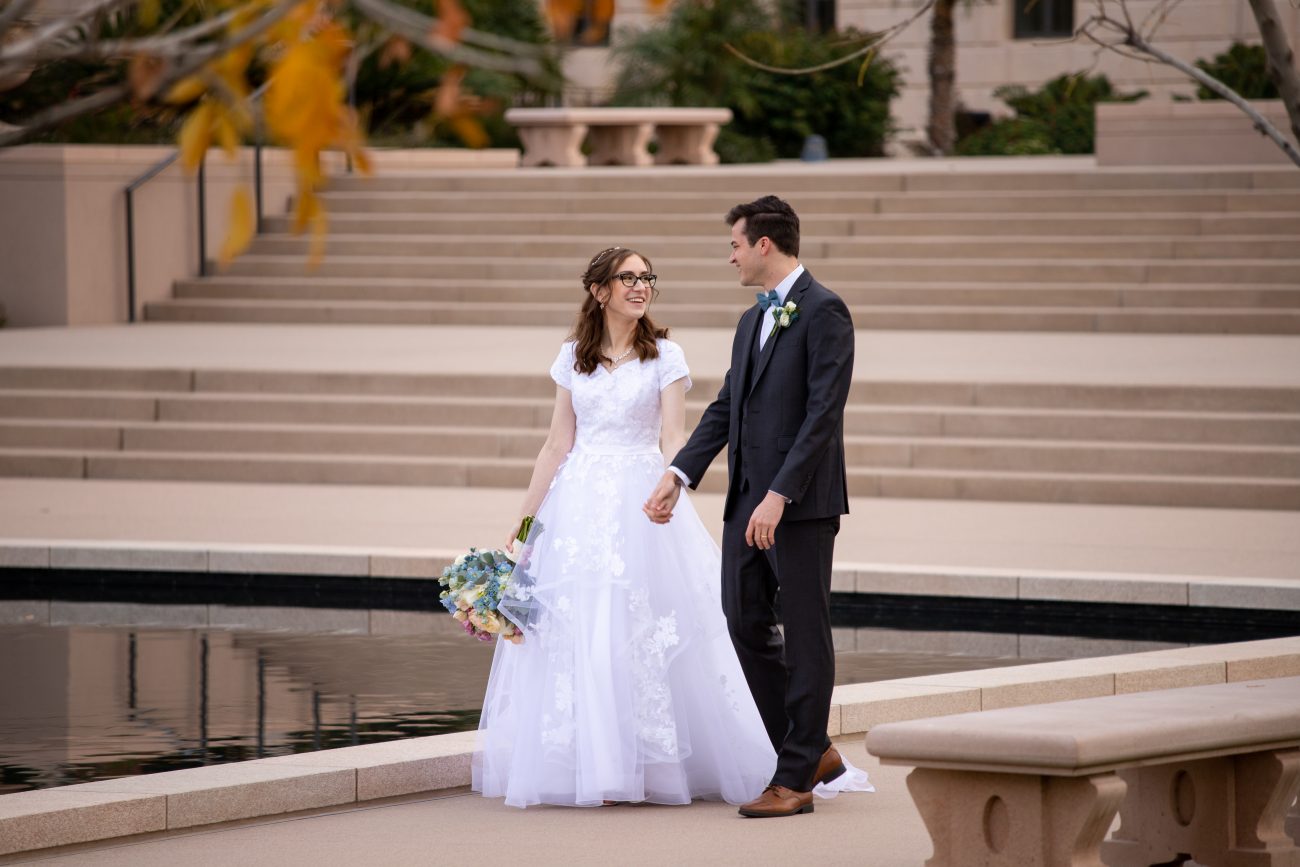Bride and Groom at Mesa Arizona Temple Wedding Photography
