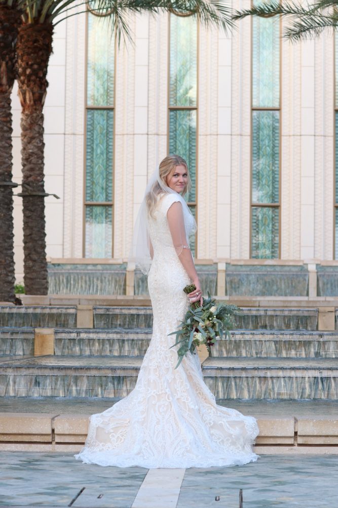 Bride at the Gilbert Temple Waterfall