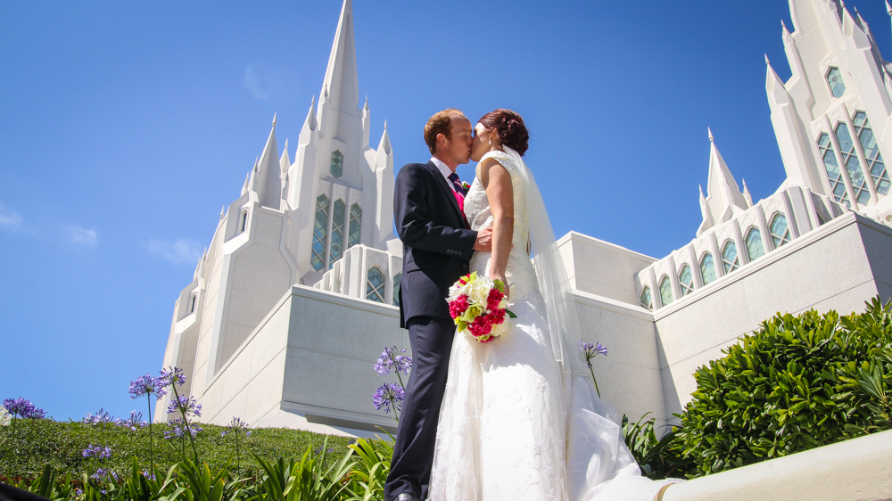 Bride and groom San Diego Temple Wedding