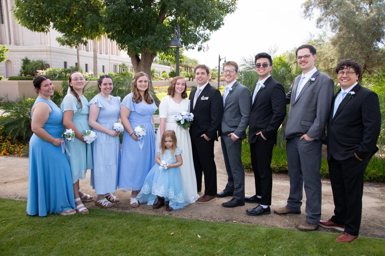Mesa Temple Wedding Bridal Party Photo