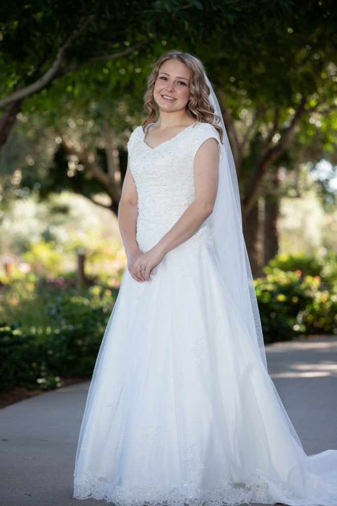 Bride with hands folded at the Gilbert Temple