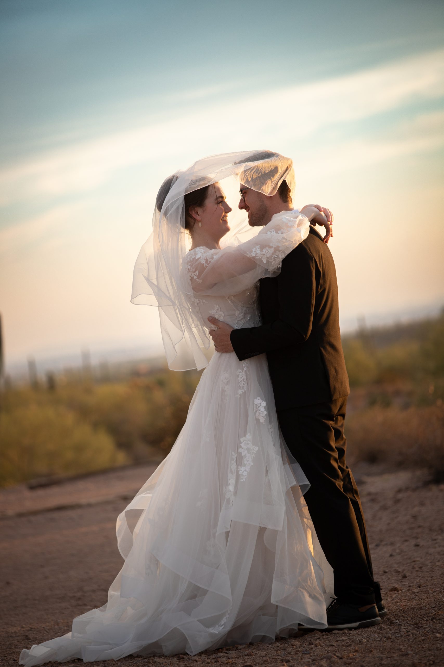 Gilbert Temple Bridal portraits at sunset